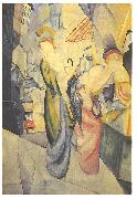 August Macke Bright woman in front of a hat store oil painting picture wholesale